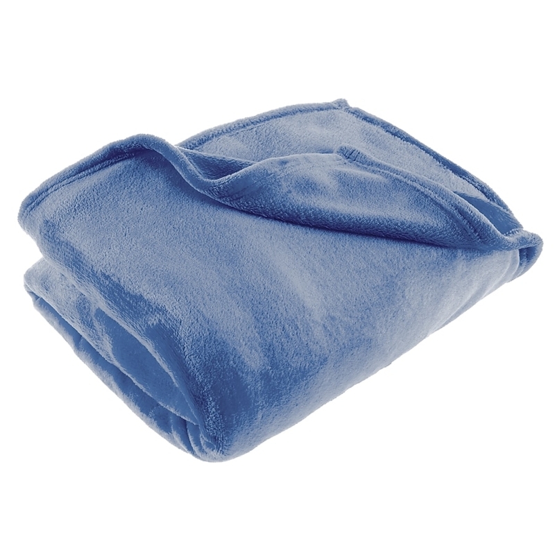 Throw Blanket, Ribbed Texture, Infinity Blue Plush Fleece