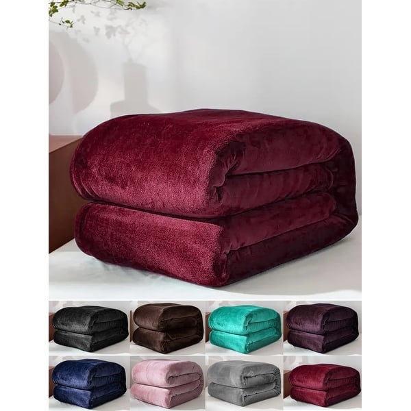 Throw Blanket Rose Pink Rippled Texture Plush Fleece Cozy Bedding Accent
