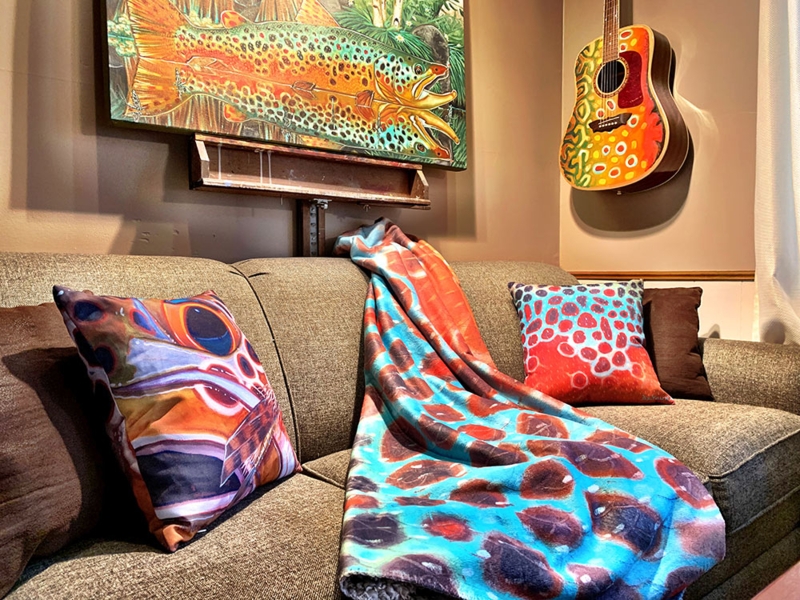 Throw Blanket Rustic Cabin Decor with Unique Trout Scale Print