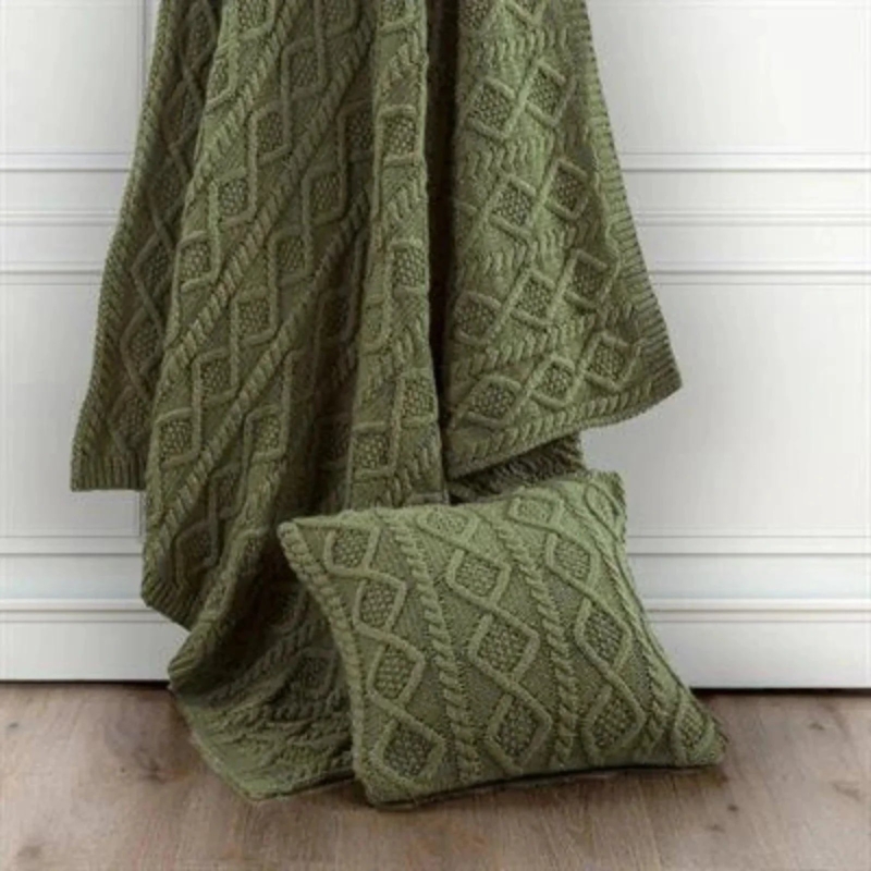 Throw Blanket Sage Green Cable Knit Throw Sage Green Palette Farmhouse