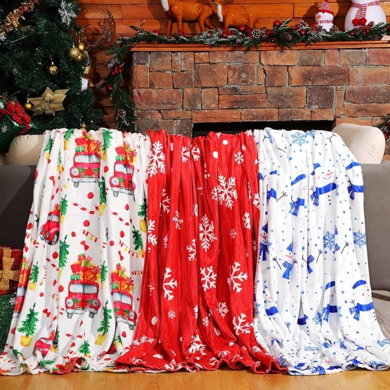 Throw Blanket Set Three Piece Character Prints Vibrant Fleece Decor