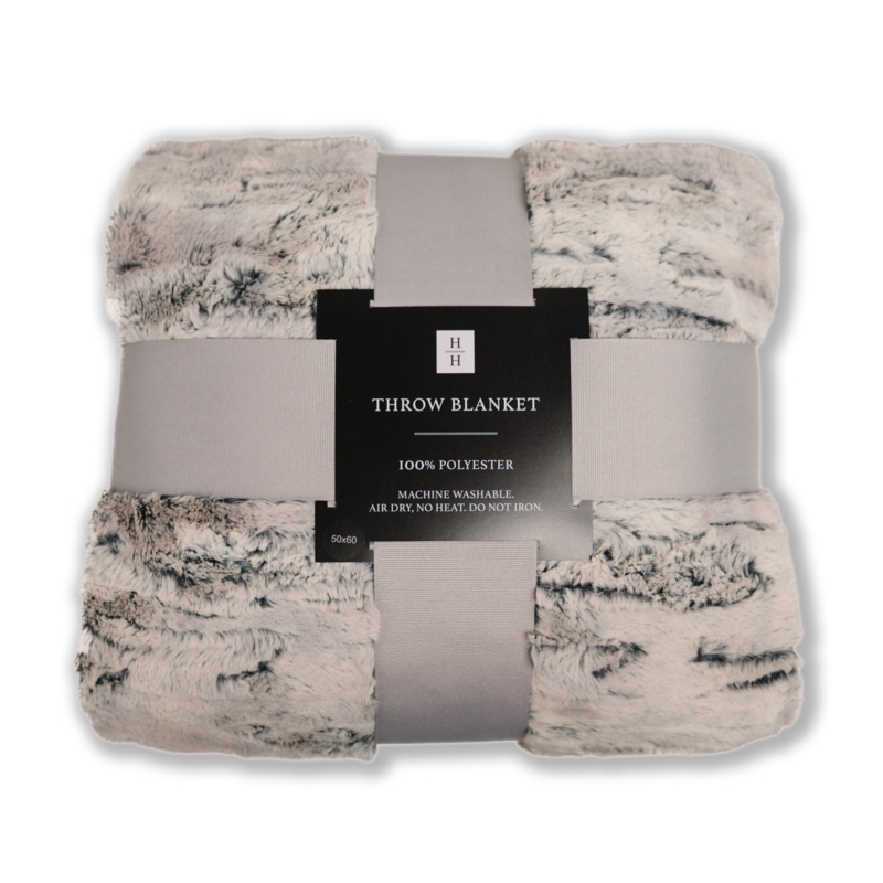Throw Blanket Silver Fox Faux Fur Shaggy High Pile