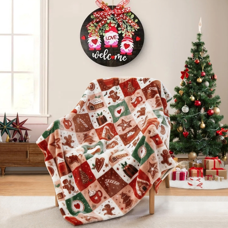 Throw Blanket Snowflake Motif Ribbon Bow Tie Plush Gift Idea