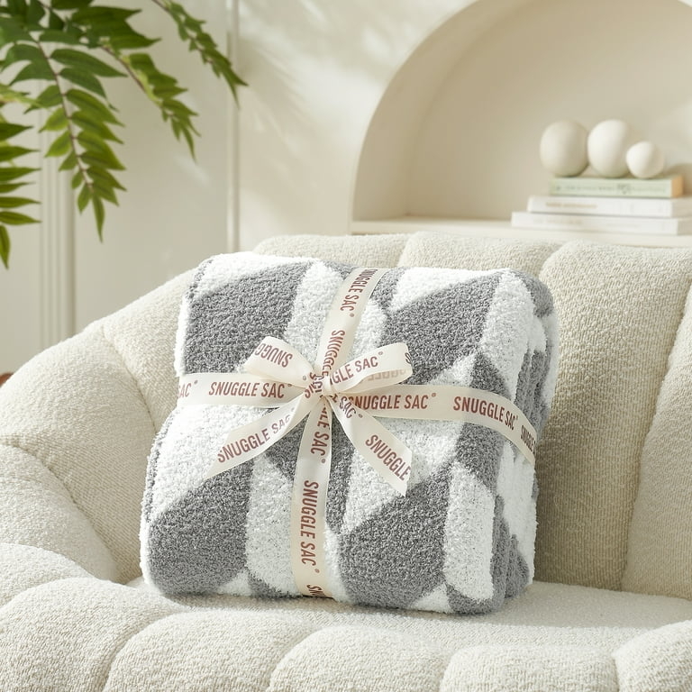 Throw Blanket Soft Knit Matte Finish Black White Cozy Couch Blanket