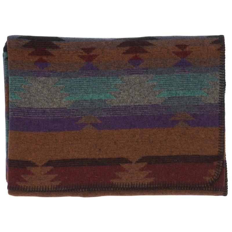 Throw Blanket Southwestern Geometric Rust Turquoise Accents