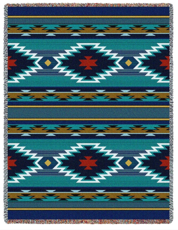 Throw Blanket Southwestern Geometric Woven Fringe Earthy Tones