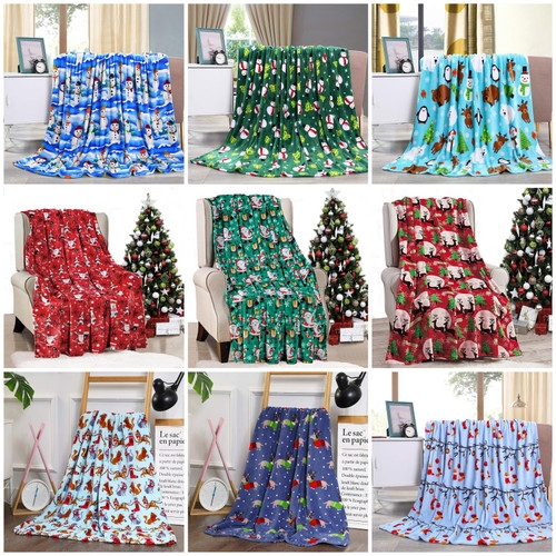 Throw Blanket Stack Arrangement Plush Holiday Prints Gift Idea