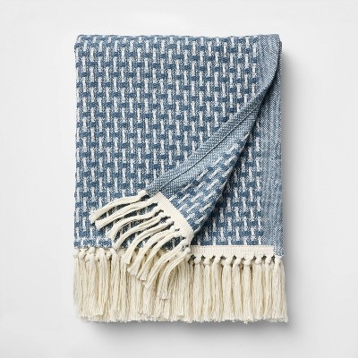 Throw Blanket Stack with Tassel Fringe & Woven Texture