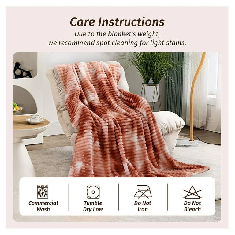 Throw Blanket Stack with Waffle Weave & Fringed Edges