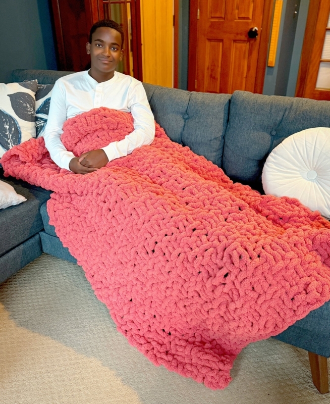 Throw Blanket Super Chunky Gauge Wool-like Yarn Exaggerated Texture