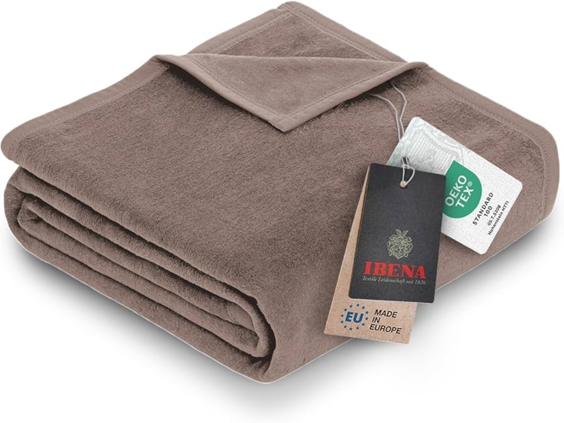 Throw Blanket Taupe Plush Texture Bound Edges Cozy Minimalist