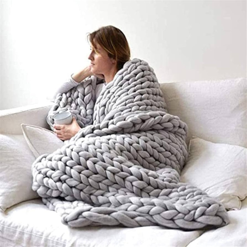 Throw Blanket Textured Chenille Yarn Throw Blanket Heavy Texture