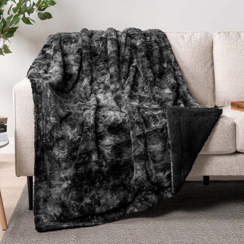 Throw Blanket Tie Dye Pattern Shaggy Faux Fur Reversible