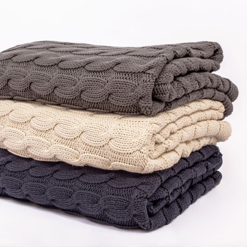 Throw Blanket Tonal White Styling Ivory Cable Knit Throw Blanket Velvet