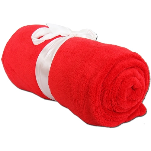 Throw Blanket, Vibrant Red Plush Fleece, Solid Color, Finished Hem