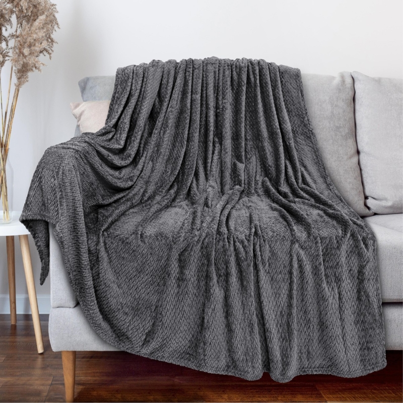 Throw Blanket Vibrant Teal Embossed Waffle Texture Microfiber Accent