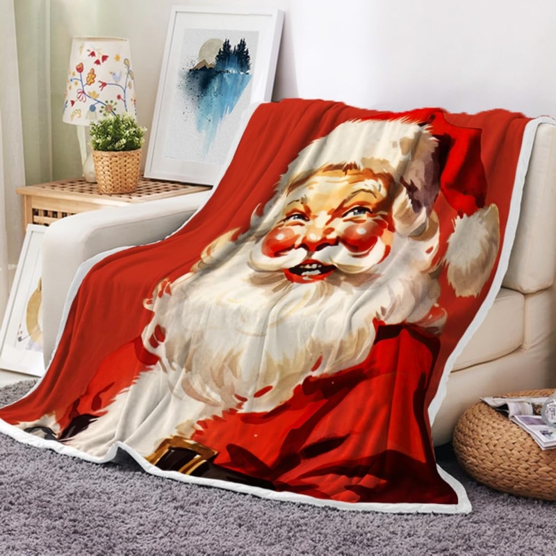 Throw Blanket Vintage Santa Claus Retro Christmas