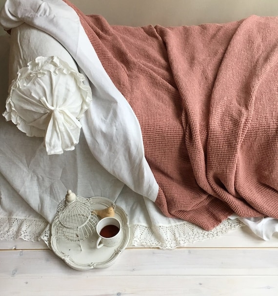 Throw Blanket Voluminous Chunky Weave Cream Textured Bedding