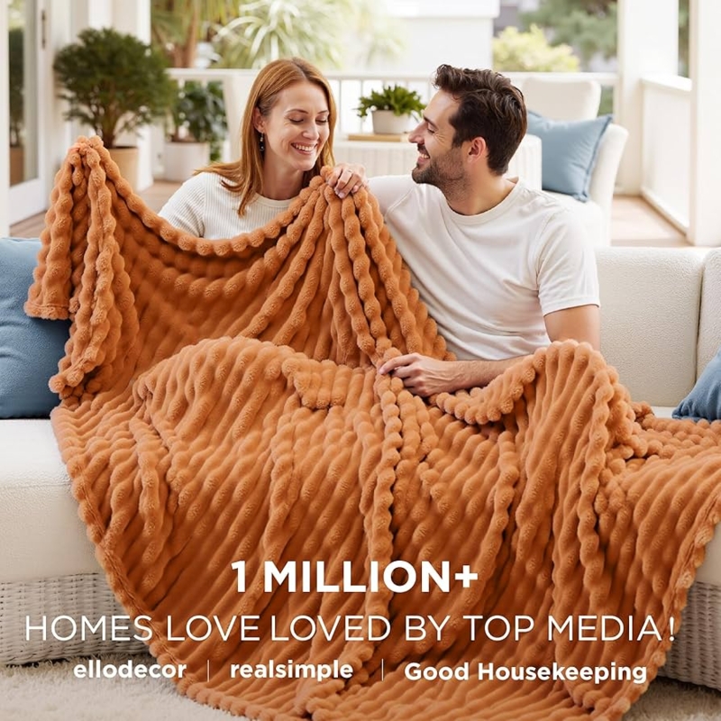 Throw Blanket Waffle Knit Texture Knotted Tassels Transitional Style