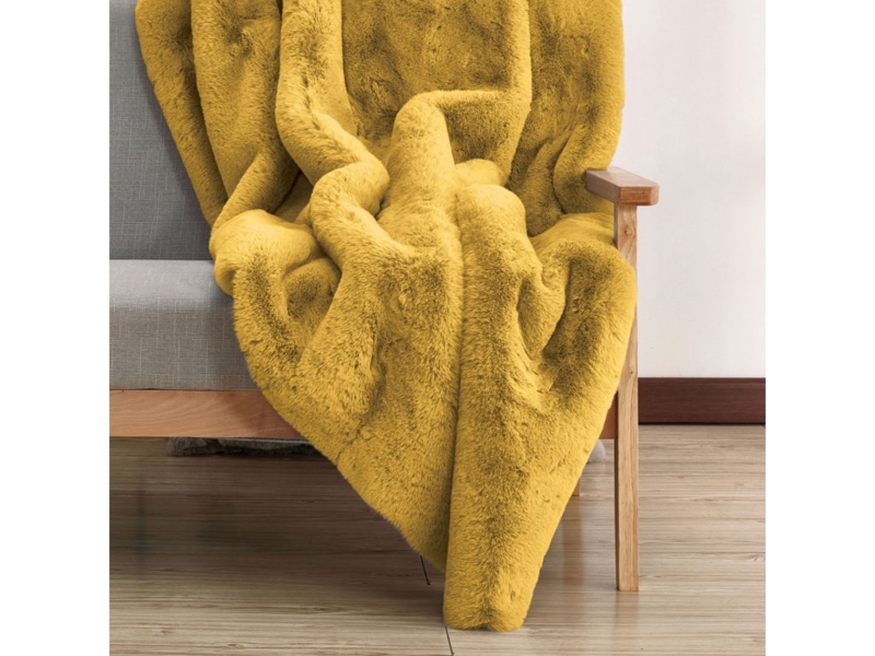 Throw Blanket, Waffle Weave, Knotted Fringe, Gold Ochre