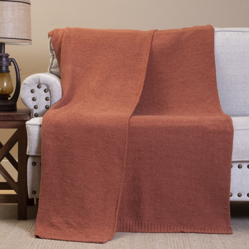 Throw Blanket Wavy Ribbed Texture Terracotta Stretchy Boho Fringe