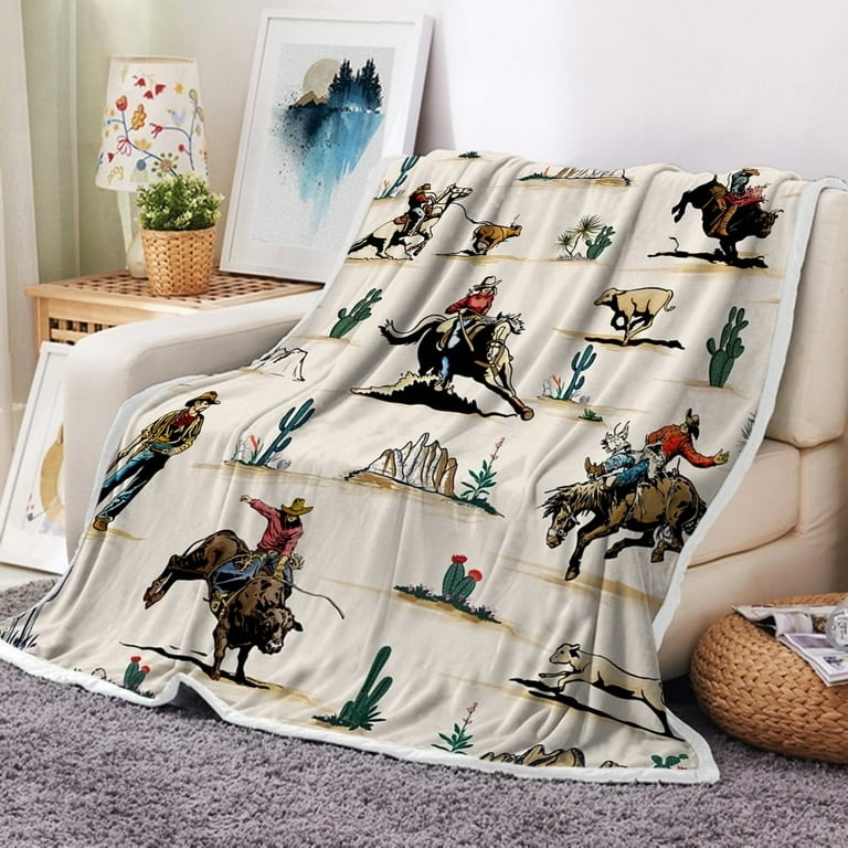 Throw Blanket Western Style Cowboy Graphic Southwestern Border