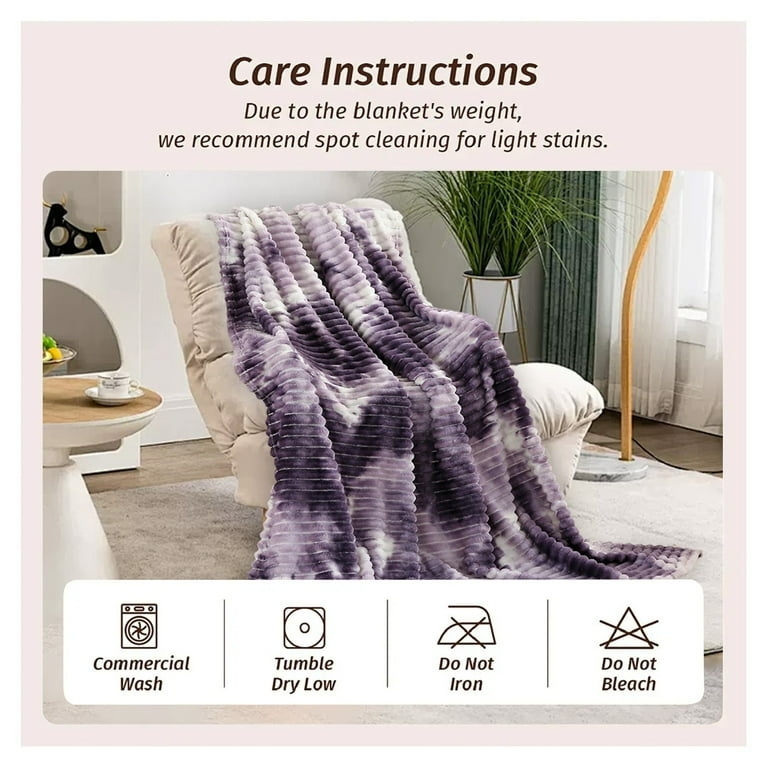 Throw Blanket with Gradient Pattern & Plush Texture in Brown
