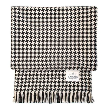 Throw Blanket Woven Cotton Blend Navy Blue Fringe Trim Blanket