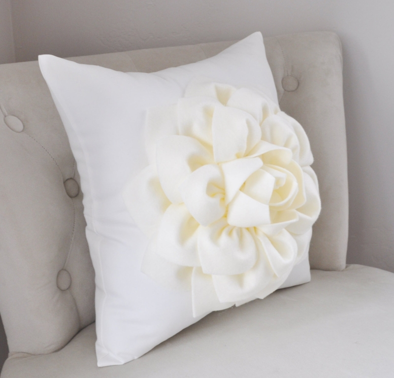 Throw Pillow 3D Floral Design Sculptural Surface Romantic