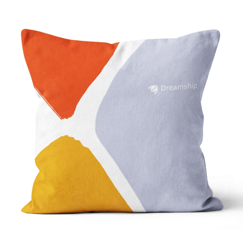 Throw Pillow Abstract Botanical Print Navy Blue Cream Canvas Earthy