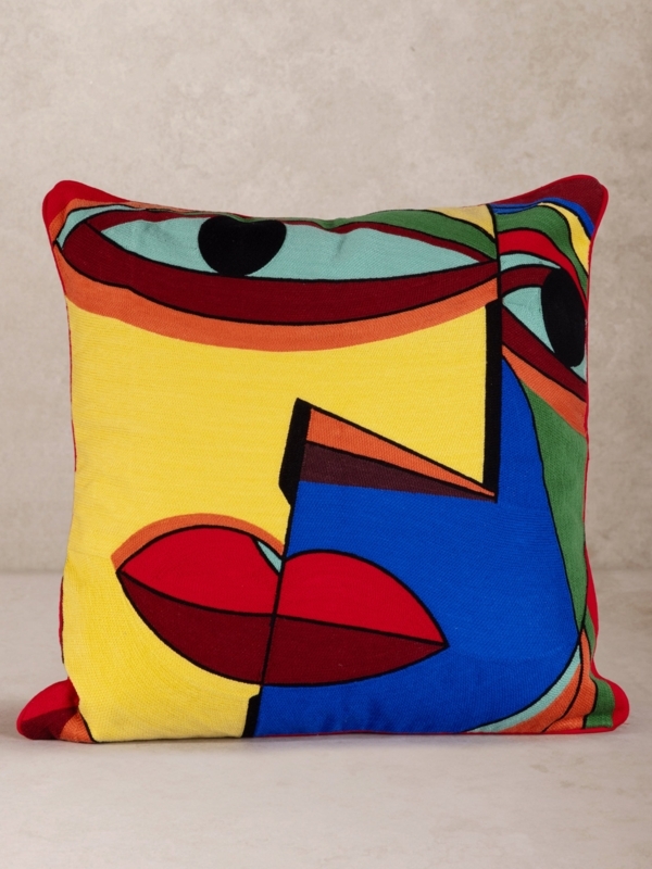 Throw Pillow Abstract Geometric Wool Embroidery Tactile Tufting