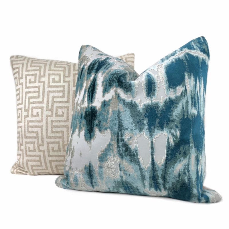 Throw Pillow Abstract Painterly Pattern Velvet Contemporary Home Decor