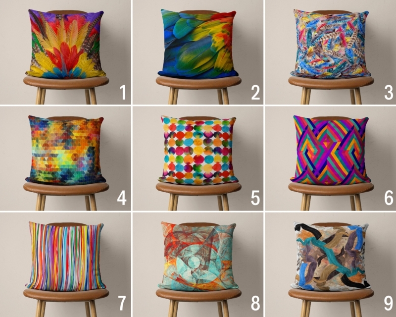 Throw Pillow Abstract Painterly Texture Rainbow Watercolor Artistic