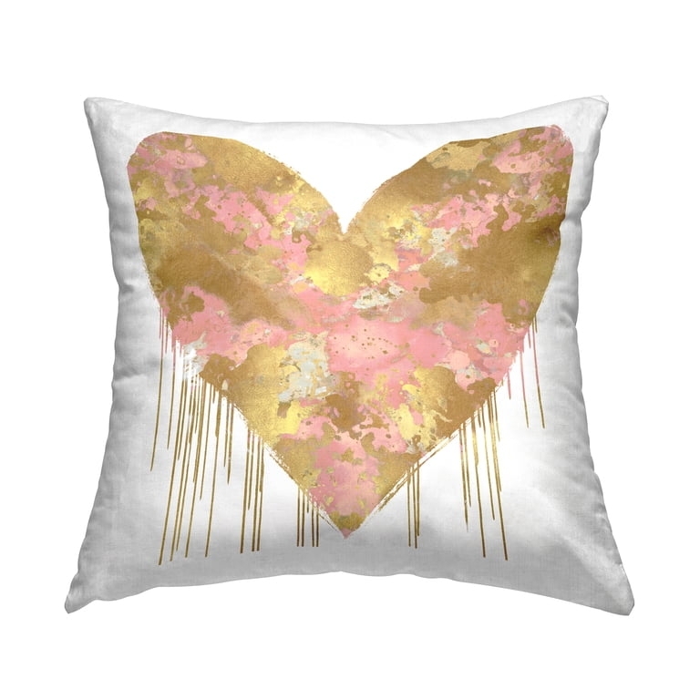 Throw Pillow: Abstract Pink Heart Print with Painterly Splatter