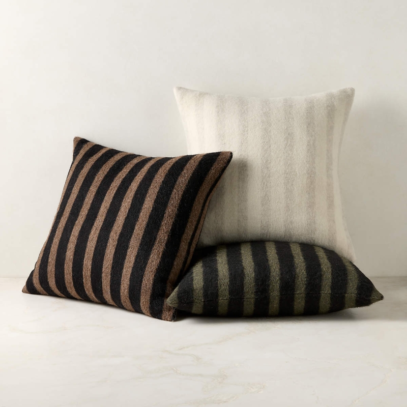 Throw Pillow Alpaca Wool Like Minimalist Stripe Airy Cozy