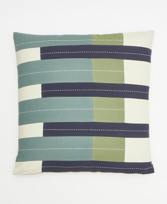 Throw Pillow Artisan Navy Geometric Design with Offset Color Blocking