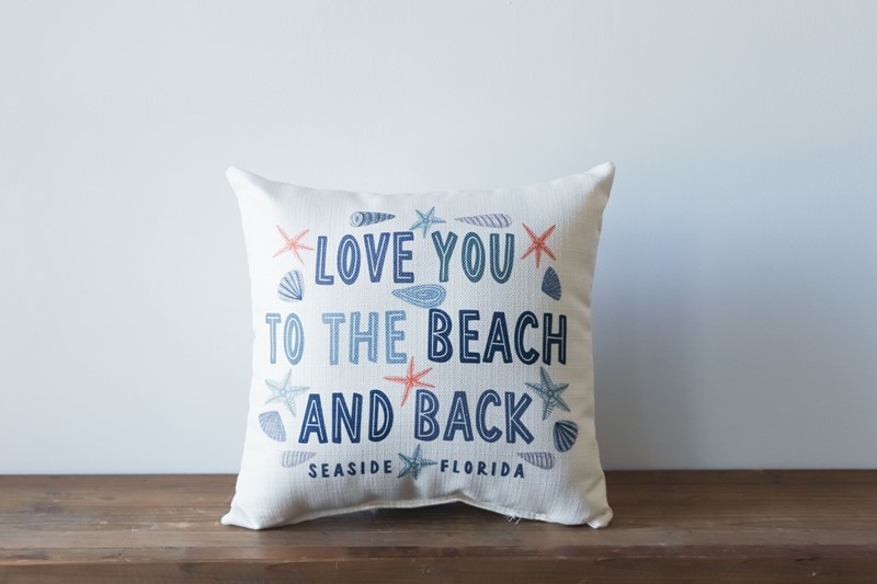Throw Pillow Beach Theme Typography Cream Linen-Like Woven Texture