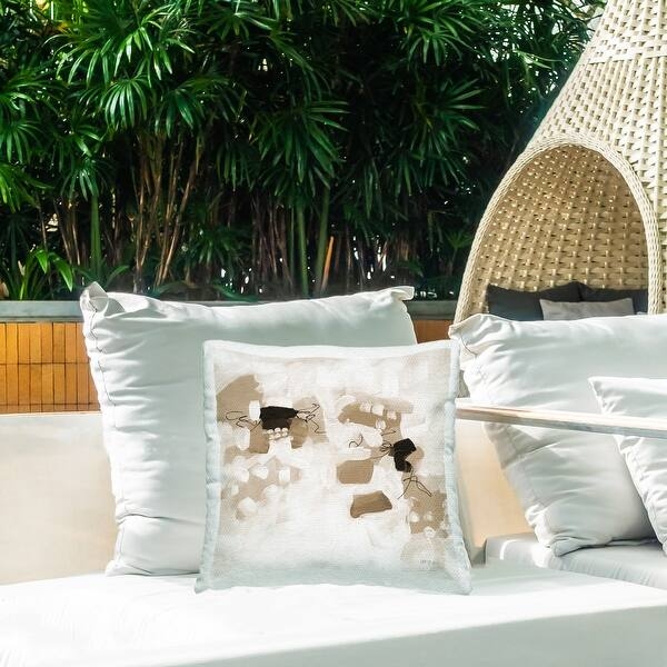 Throw Pillow: Beige & Terracotta Botanical Floral Print, Matte Finish