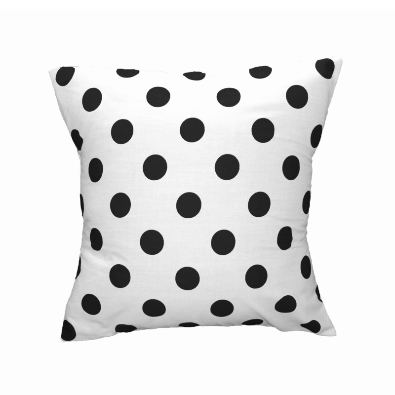 Throw Pillow Black On White Polka Dots Minimalist Matte Fabric