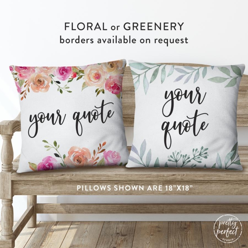 Throw Pillow Black Serif Typography Linen Texture Farmhouse Style