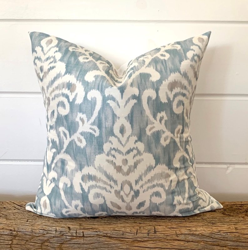 Throw Pillow Blue Ikat Shibori Coastal Living Room Accent