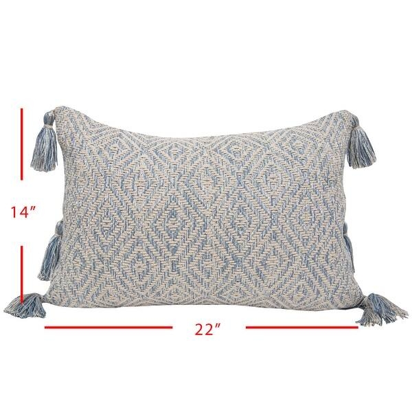 Throw Pillow, Blue Striped Chunky Knit Lumbar Shape