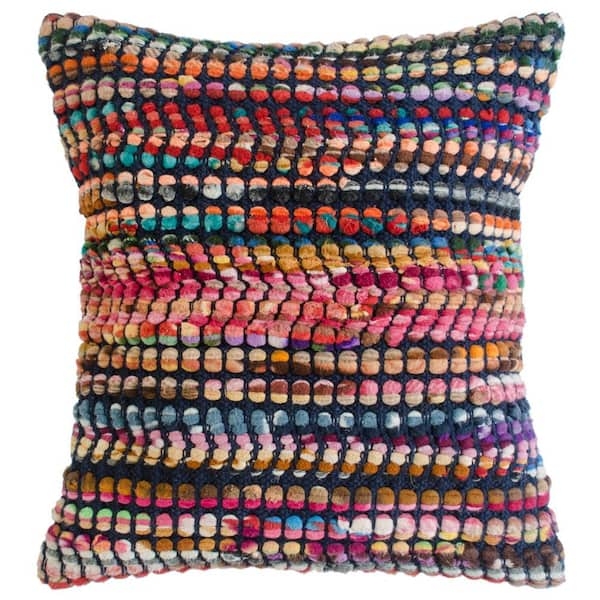 Throw Pillow Bohemian Geometric Corner Tassels Mustard Diamond Motif