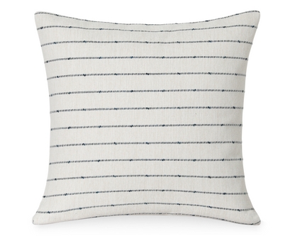 Throw Pillow, Botanical Floral Stripe & Woven Linen Texture