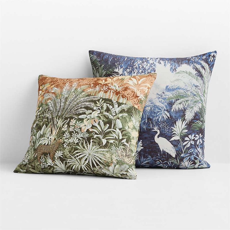 Throw Pillow Botanical Leopard Pattern Sage Green Palette Bohemian