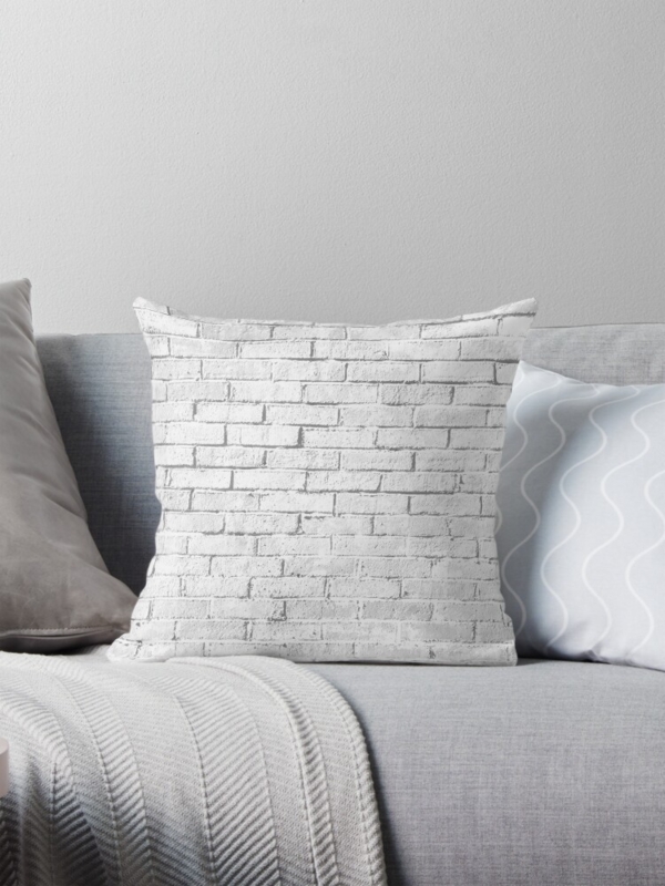 Throw Pillow Brick Pattern Monochromatic Palette Industrial Modern
