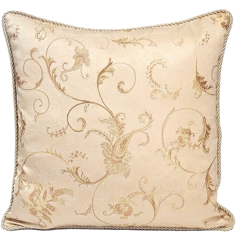 Throw Pillow Brocade Weave Botanical Pattern Traditional Tapestry Style