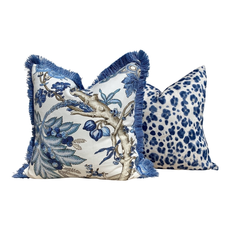 Throw Pillow Brush Fringe Trim Toile French Country Accent Cushion