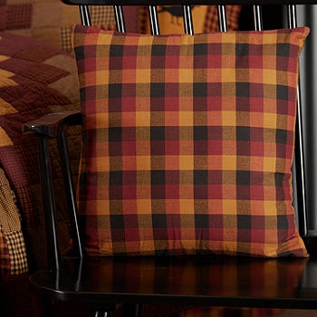 Throw Pillow, Burgundy Quilted Box Stitch Pattern, Square Rustic Style