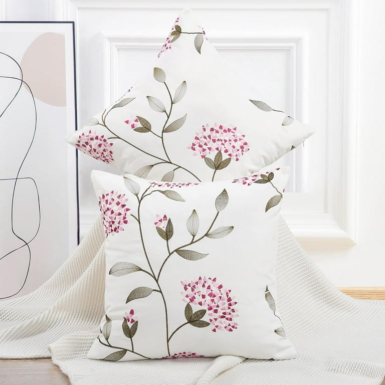 Throw Pillow Burgundy Sunflower Embroidery Plush Square Rustic